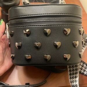 Betsey Johnson Black vanity bag with studded hearts 💕 and Detachable coin purse